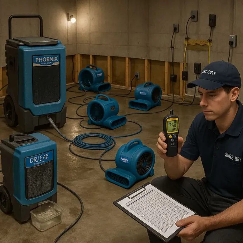 Structural Drying and Dehumidification process in Harnett County, NC